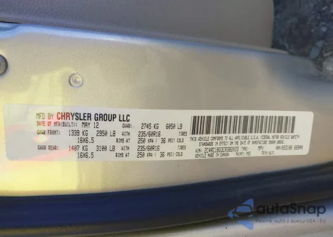 2012 Chrysler Town & Country Touring from USA, damaged, VIN 2C4RC1BG3CR382033